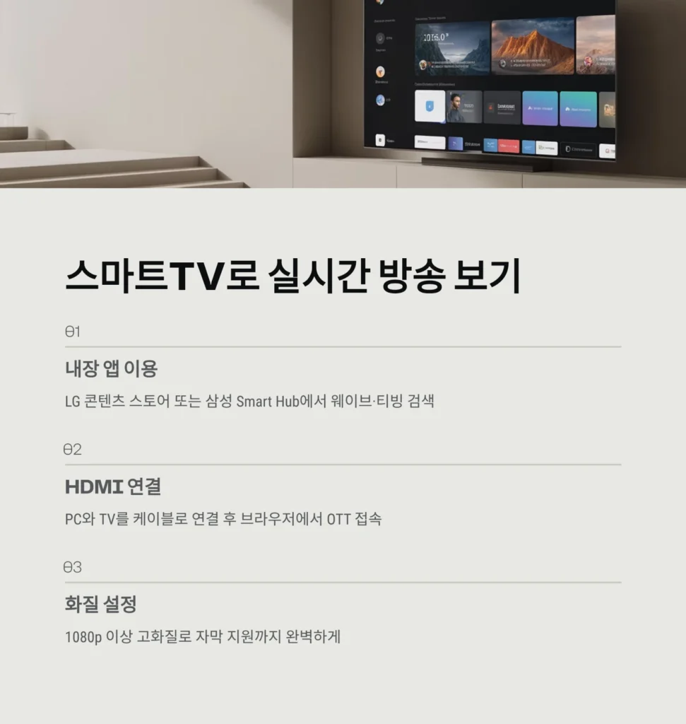 실시간TV 시청 가이드｜스마트TV·미러링 활용법