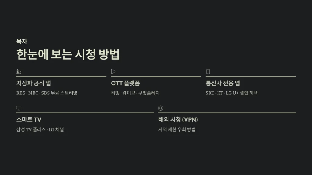 눈에 보는 시청 방법