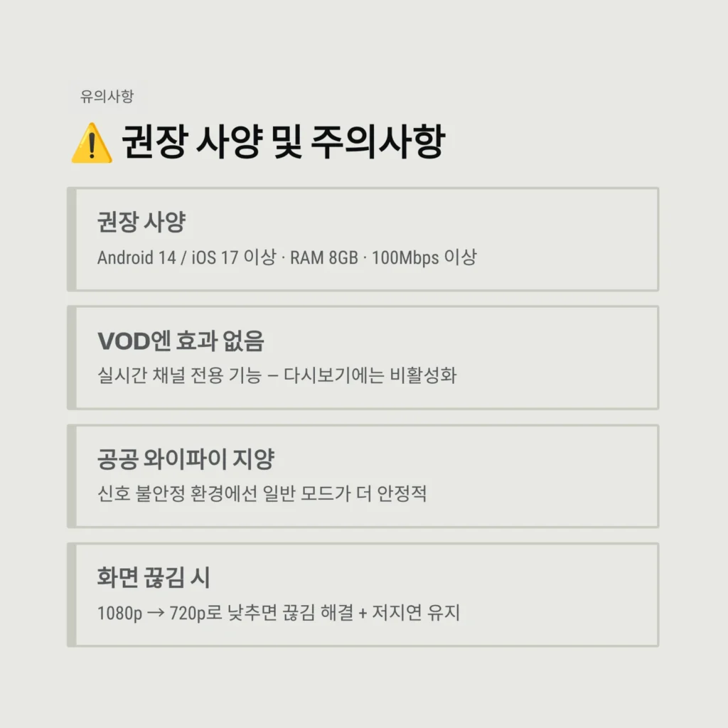 권장 사양 및 주의사항