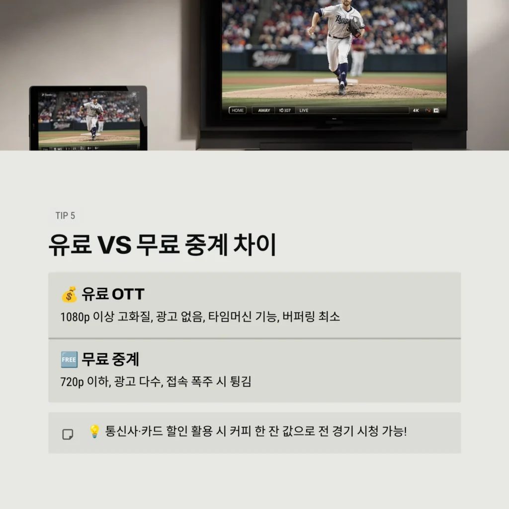유료 vs 무료 중계 차이