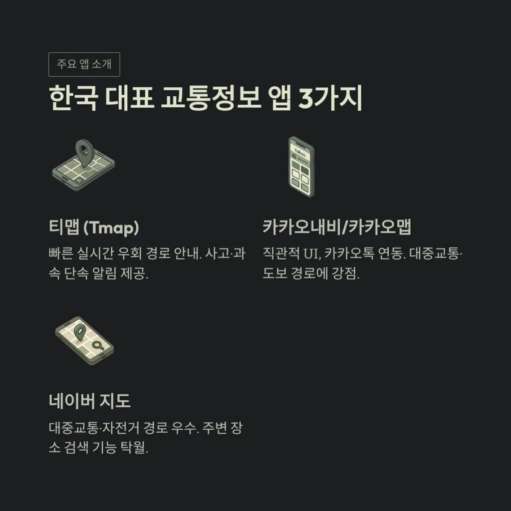 한국 대표 교통정보 앱 3가지