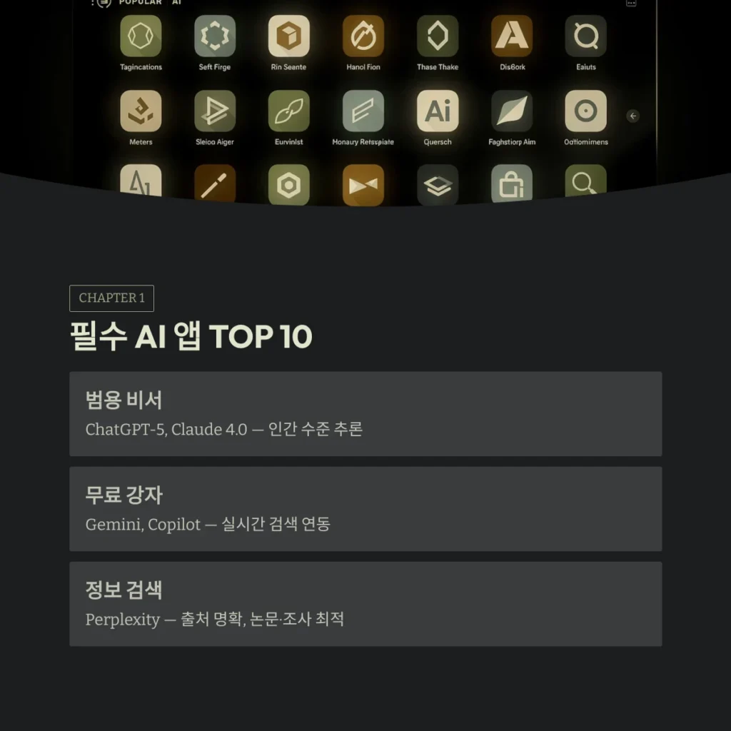 AI 앱 추천 TOP 10 및 업무 자동화 완벽 가이드: 2026년 최신 트렌드 정리 2 AI 앱 추천 필수 AI 앱 TOP 10