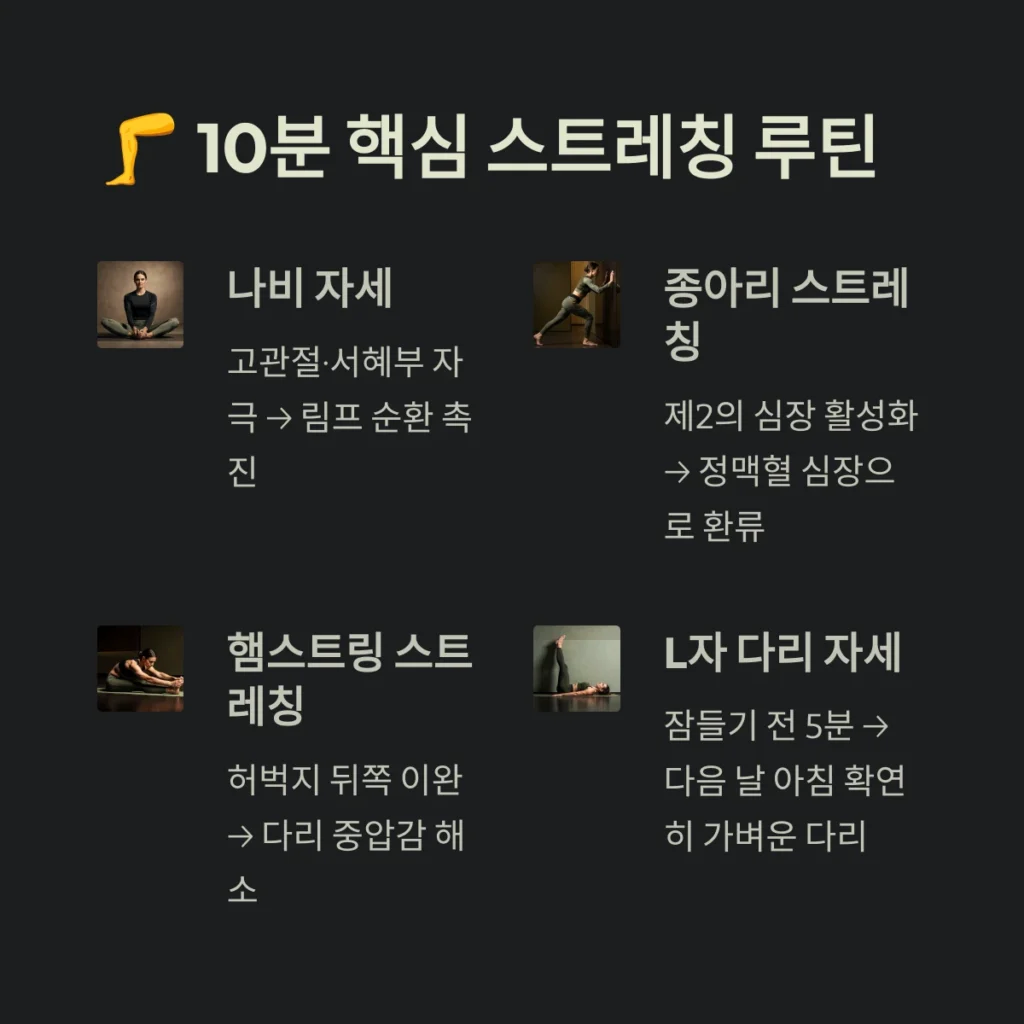 하루 10분으로 가벼워지는 다리, 혈액 순환을 돕는 하체 스트레칭 루틴 완벽 가이드 4 10분 핵심 스트레칭 루틴