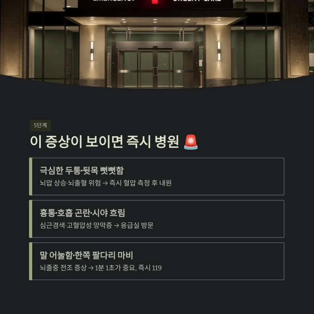 혈압 정상 수치 기준 및 고혈압 관리 방법 완벽 가이드 6 이 증상이 보이면 즉시 병원
